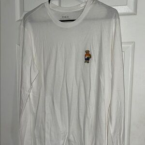 Polo by Ralph Lauren White Long Sleeve Tee with Embroidered Detail